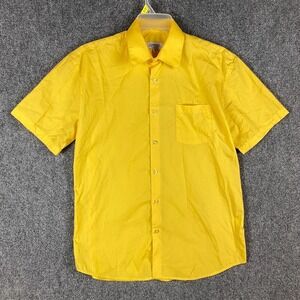 Gioberti Button Up Shirt Men's Medium Classic Fit Short Sleeve‎ Yellow Cotton